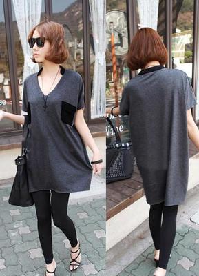 時尚與個性的碰撞 ZM7379歐美女裝口袋不規則寬版潮T 2013夏季服裝批發解析